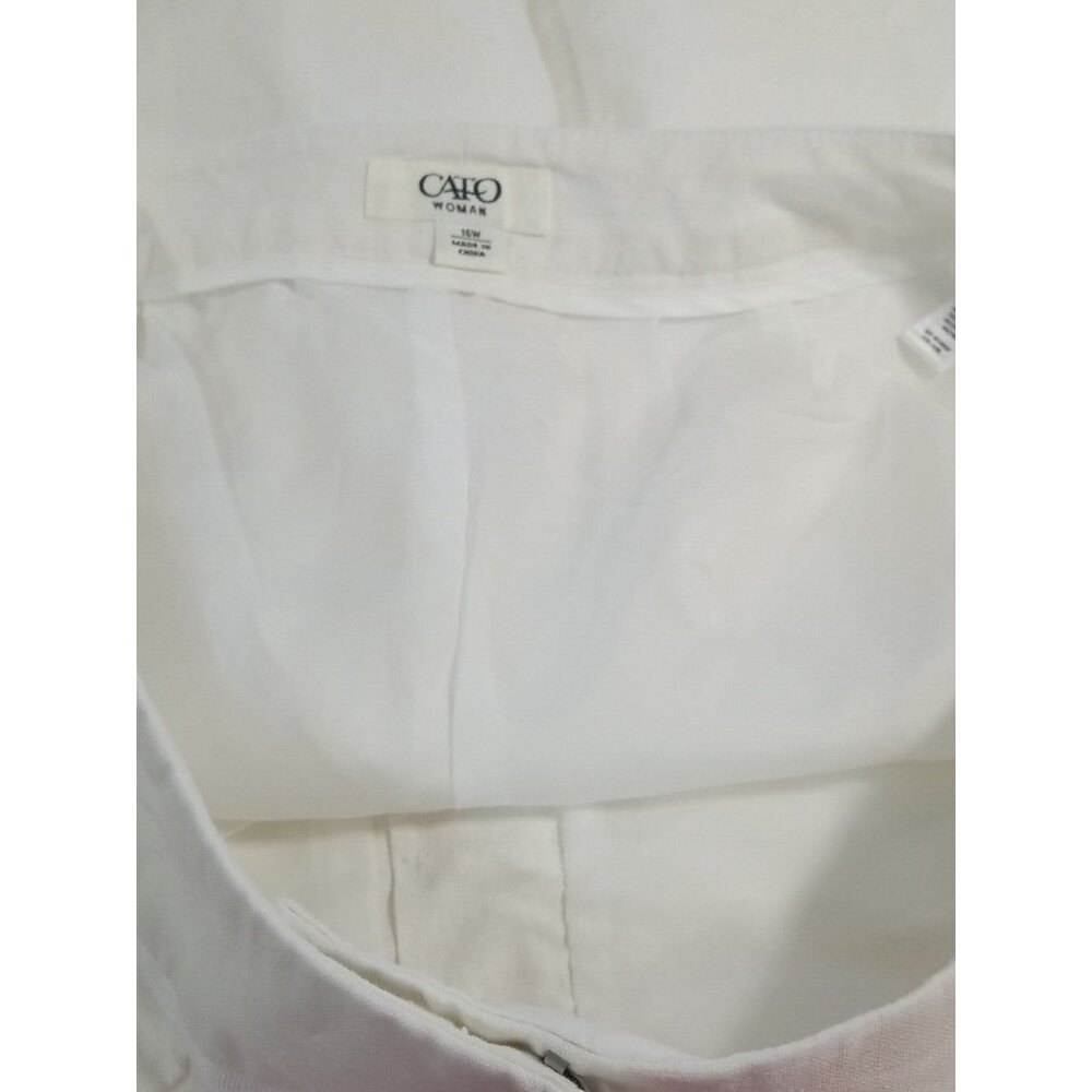Cato Capri Pants Womens Plus 16W White Classic Linen Blend Cuffed - Picture 13 of 16
